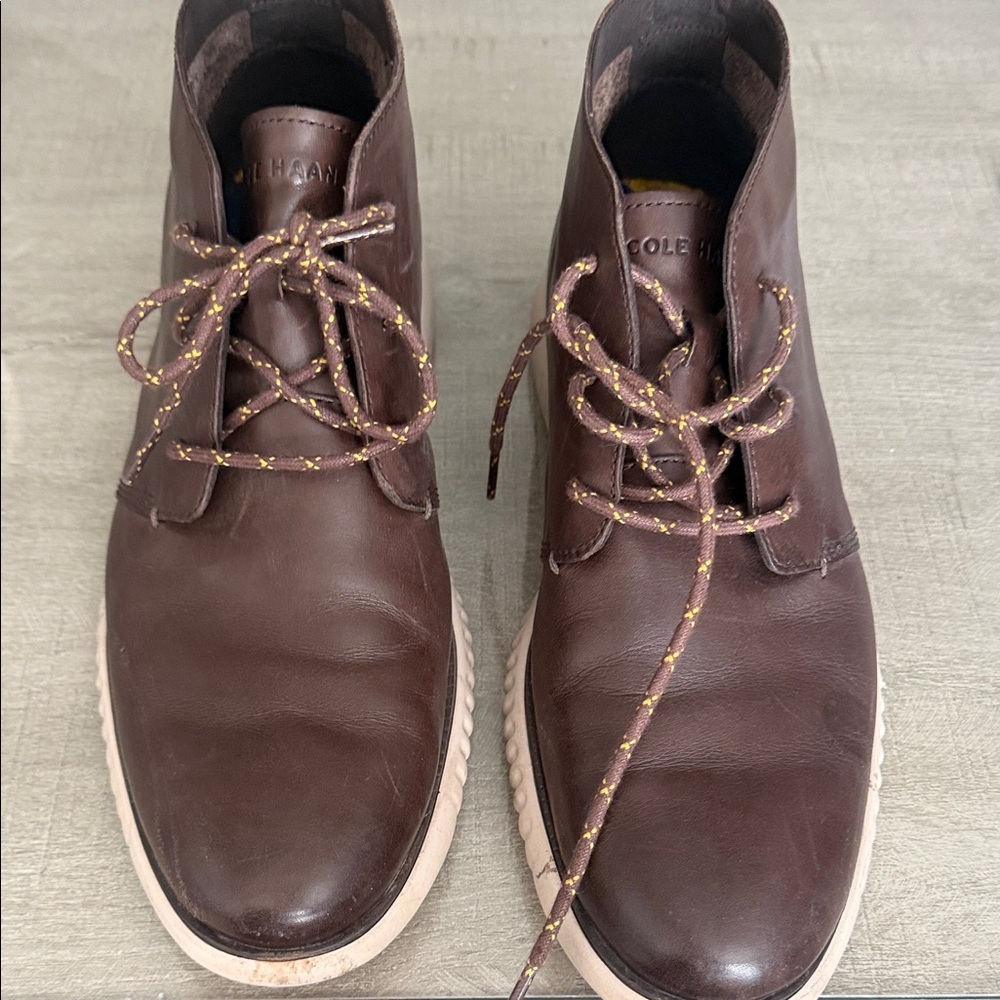 Cole Haan Dark Brown Leather Chukka Boots with Contrast Laces sz11